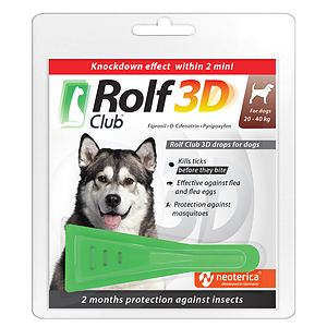 Rolf Club 3D Spot-on against ticks and fleas for dogs 20-40 kg