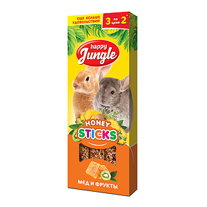 Sticks for rabbits, guinea pigs, and chinchillas, honey&fruits, 3 sticks