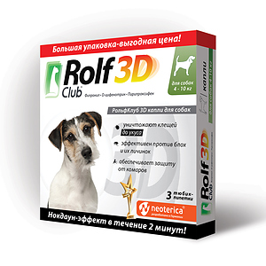 Rolf Club 3D Spot-on against ticks and fleas for dogs 4-10 kg