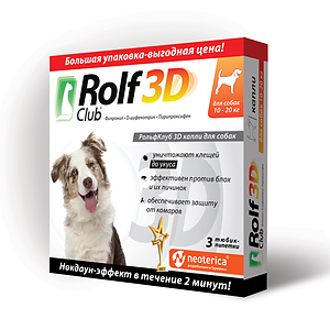 Rolf Club 3D Spot-on against ticks and fleas for dogs 10-20 kg
